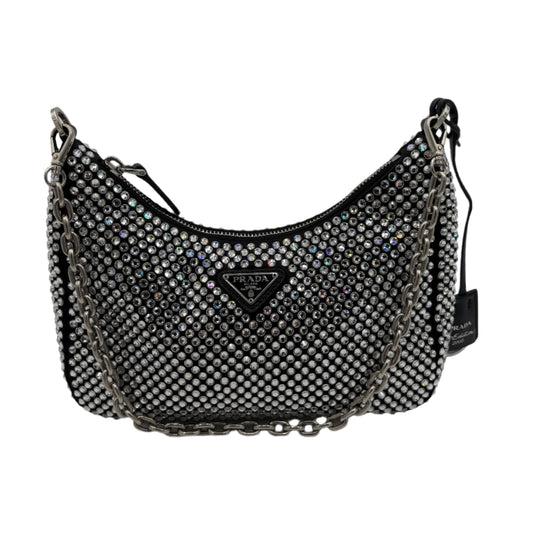Prada Re-Edition 2005 Crystal Black Silk Crossbody
