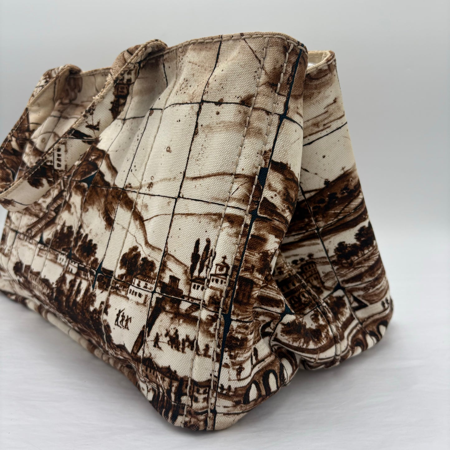 2010 Prada Brown/Tan Printed Canvas Tote