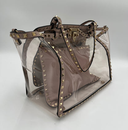 Valentino Rockstud Flat Pouch-Blush Taupe : Large