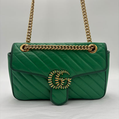 Gucci Diagonal Quilted Enamel Flap