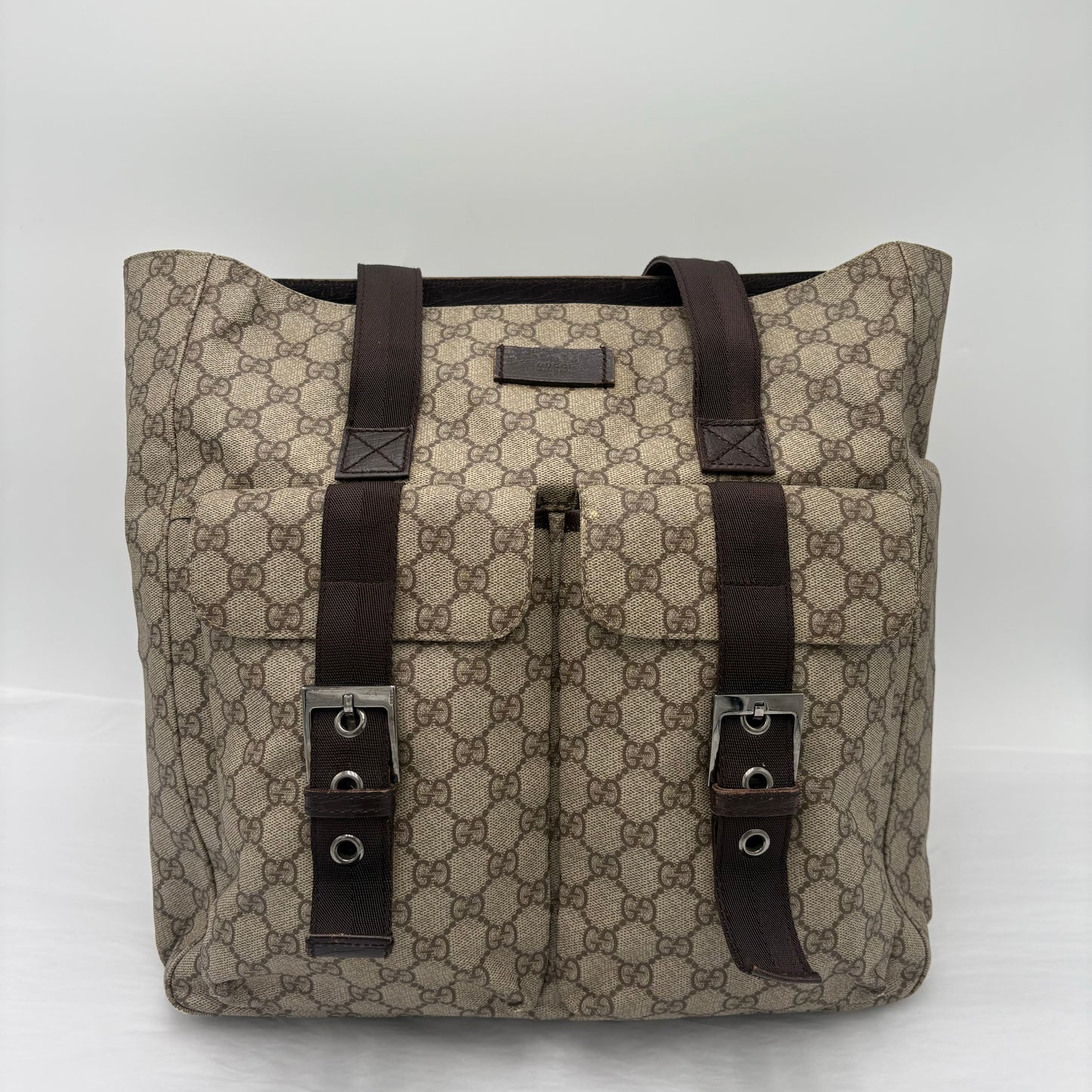 Gucci Double Pocket Canvas Tote