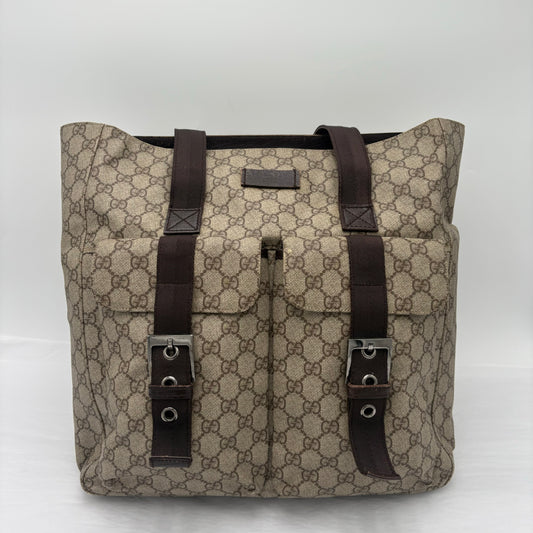 Gucci Double Pocket Canvas Tote