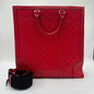 Gucci Guccissima Large Leather Tote Red