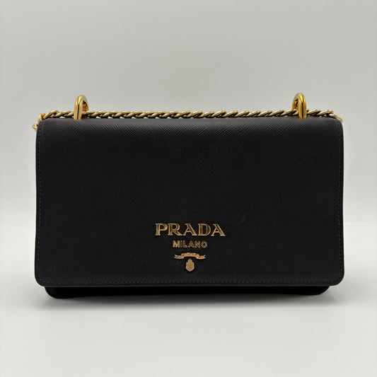 Prada Saffiano Leather Nylon Crossbody Bag