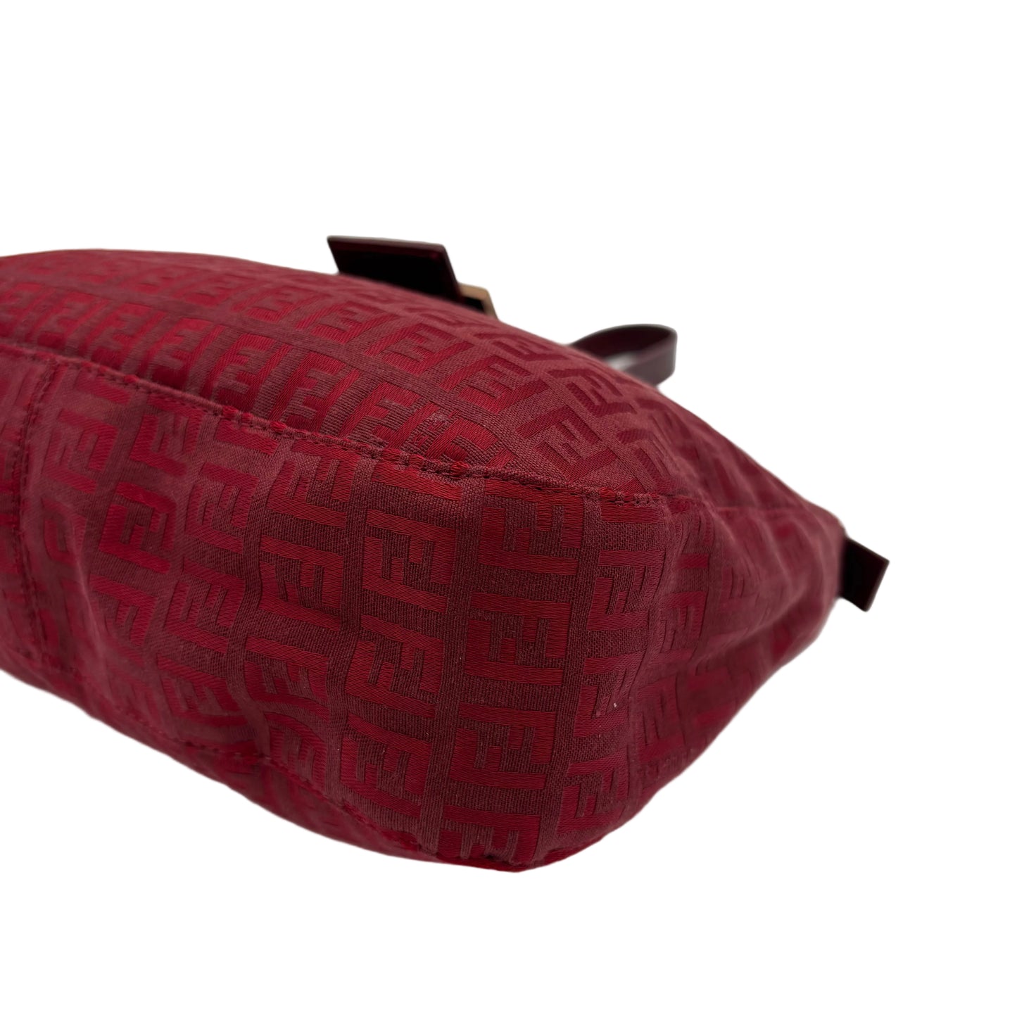 Vintage Fendi Red Zucchino Canvas Shoulder Bag