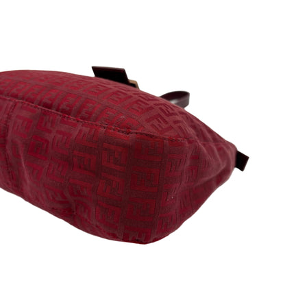 Vintage Fendi Red Zucchino Canvas Shoulder Bag