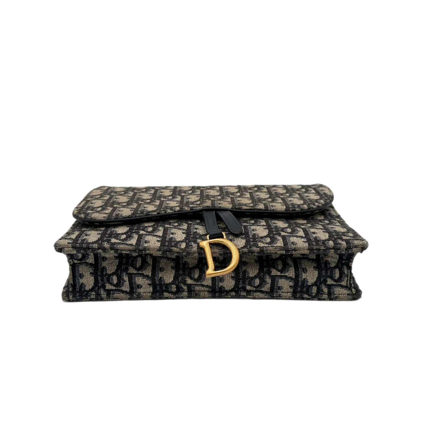 Saddle Pouch with Chain Blue Dior Oblique Jacquard