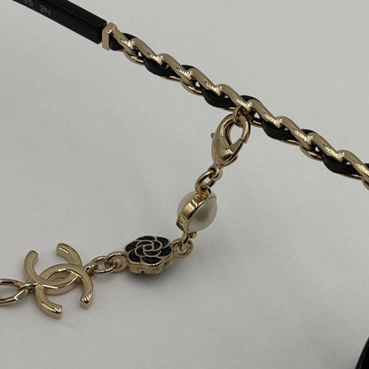 Chanel Chain & Leather Chain Oversize Sunglasses
