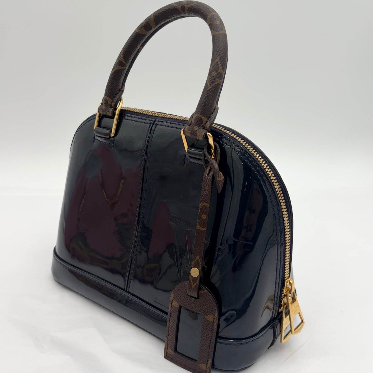 2017 Louis Vuitton Alma BB Navy Vernis/Monogram