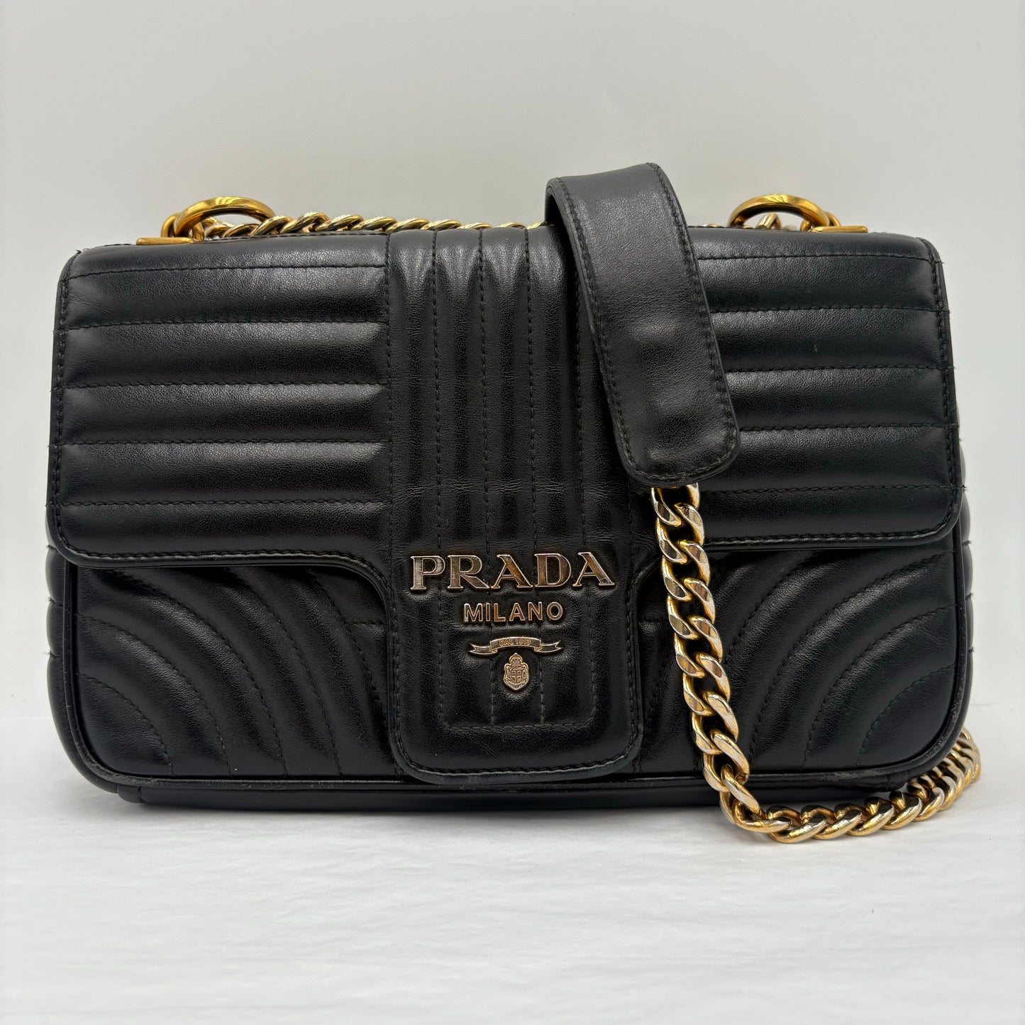 Prada Diagramme Quilted Leather Flap Bag