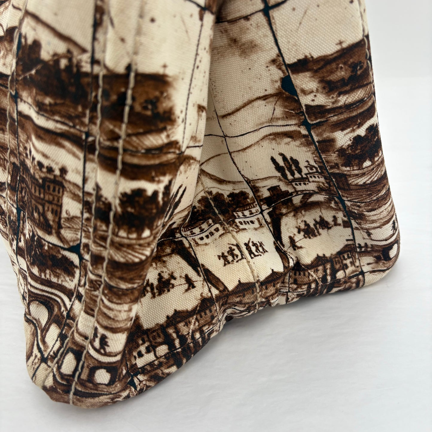 2010 Prada Brown/Tan Printed Canvas Tote