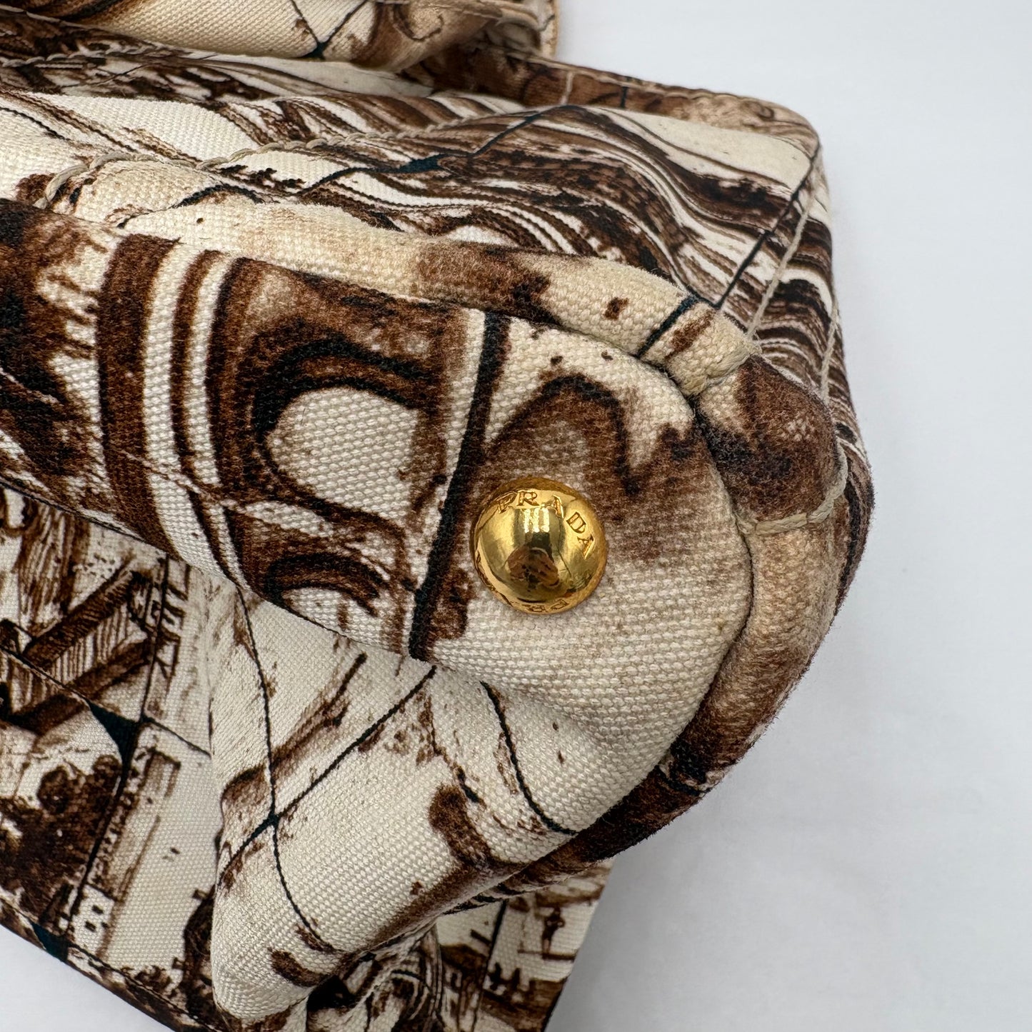 2010 Prada Brown/Tan Printed Canvas Tote