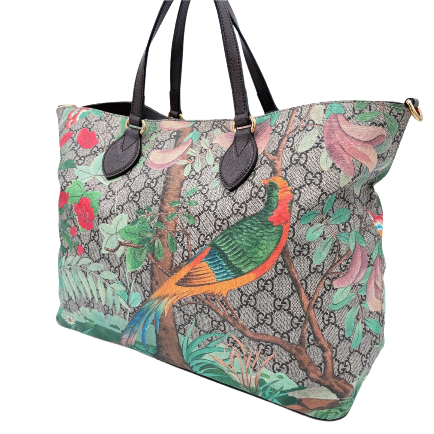 Gucci GG 2 Way Soft Tote Tian Print Canvas Medium