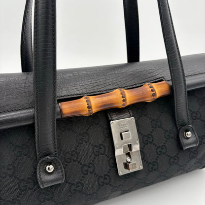 Gucci GG Bamboo Leather/Canvas Bullet Bag