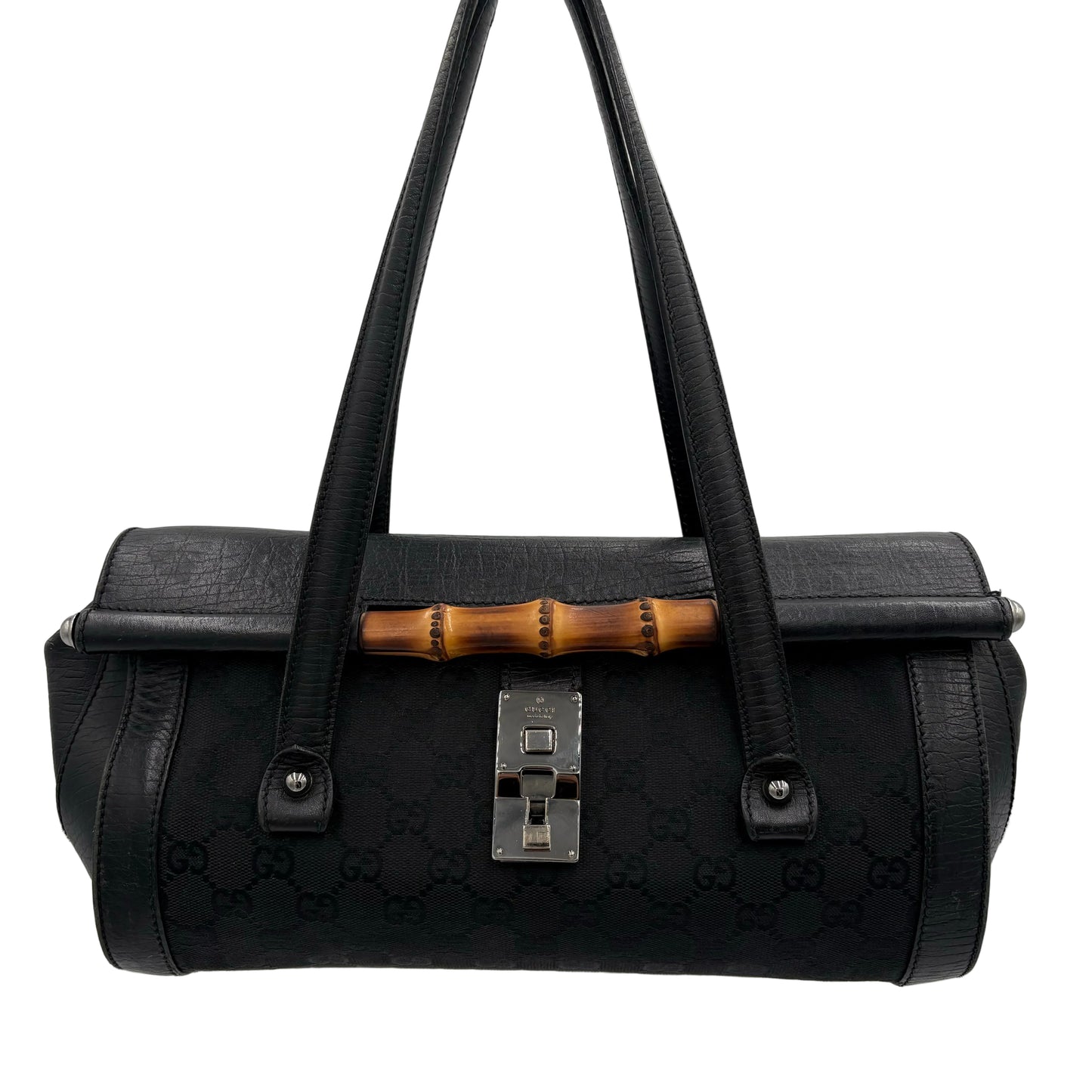 Gucci GG Bamboo Leather/Canvas Bullet Bag