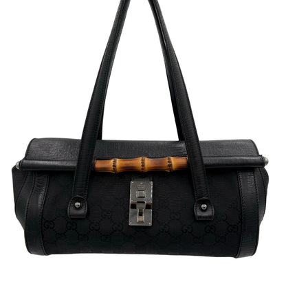 Gucci GG Bamboo Leather/Canvas Bullet Bag