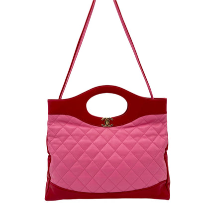 Chanel 31 Lambskin Large Shopping Tote : Pink/Red
