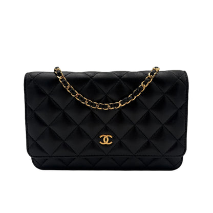 2016-17 Chanel Classic Wallet On Chain Gold/Black