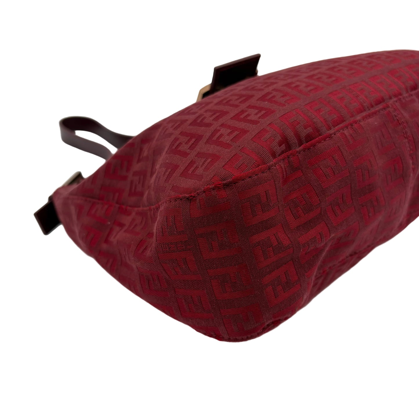 Vintage Fendi Red Zucchino Canvas Shoulder Bag