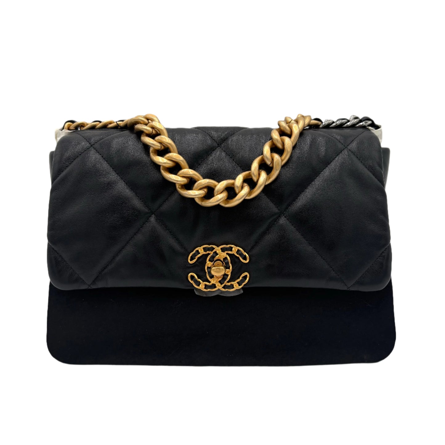 20 Chanel 19 Lambskin Flap Bag-Black/Gold