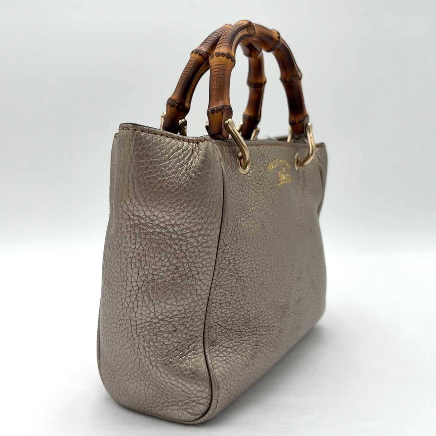 Vintage Metallic Gucci Bamboo Shopper Tote
