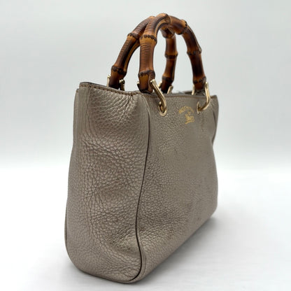 Vintage Metallic Gucci Bamboo Shopper Tote
