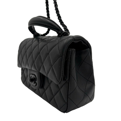 Chipped Chanel Top Handle Mini Flap Bag