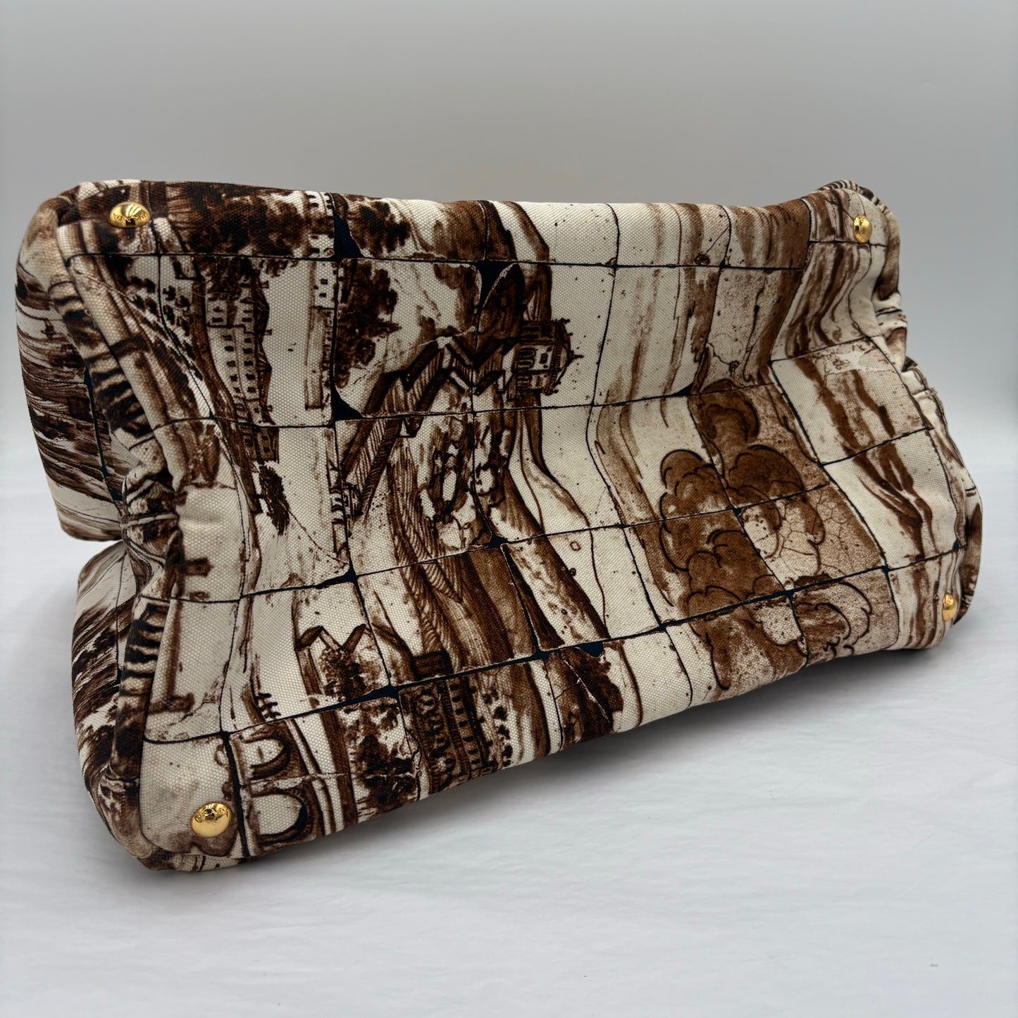 2010 Prada Brown/Tan Printed Canvas Tote