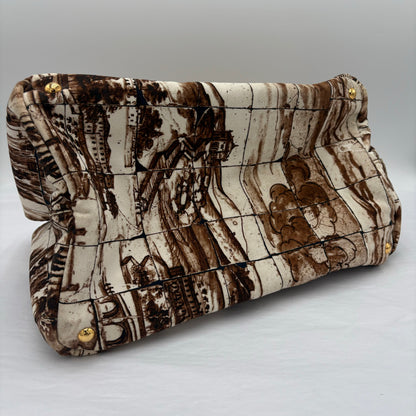 2010 Prada Brown/Tan Printed Canvas Tote