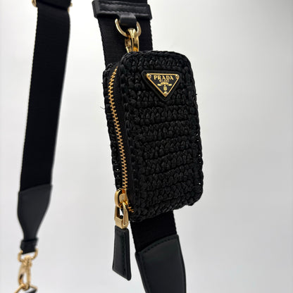 Prada Triangle Crochet Shoulder Bag Black