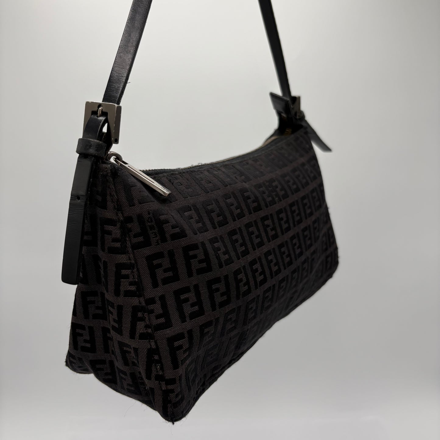 Fendi Zucchino Zipper Shoulder Bag