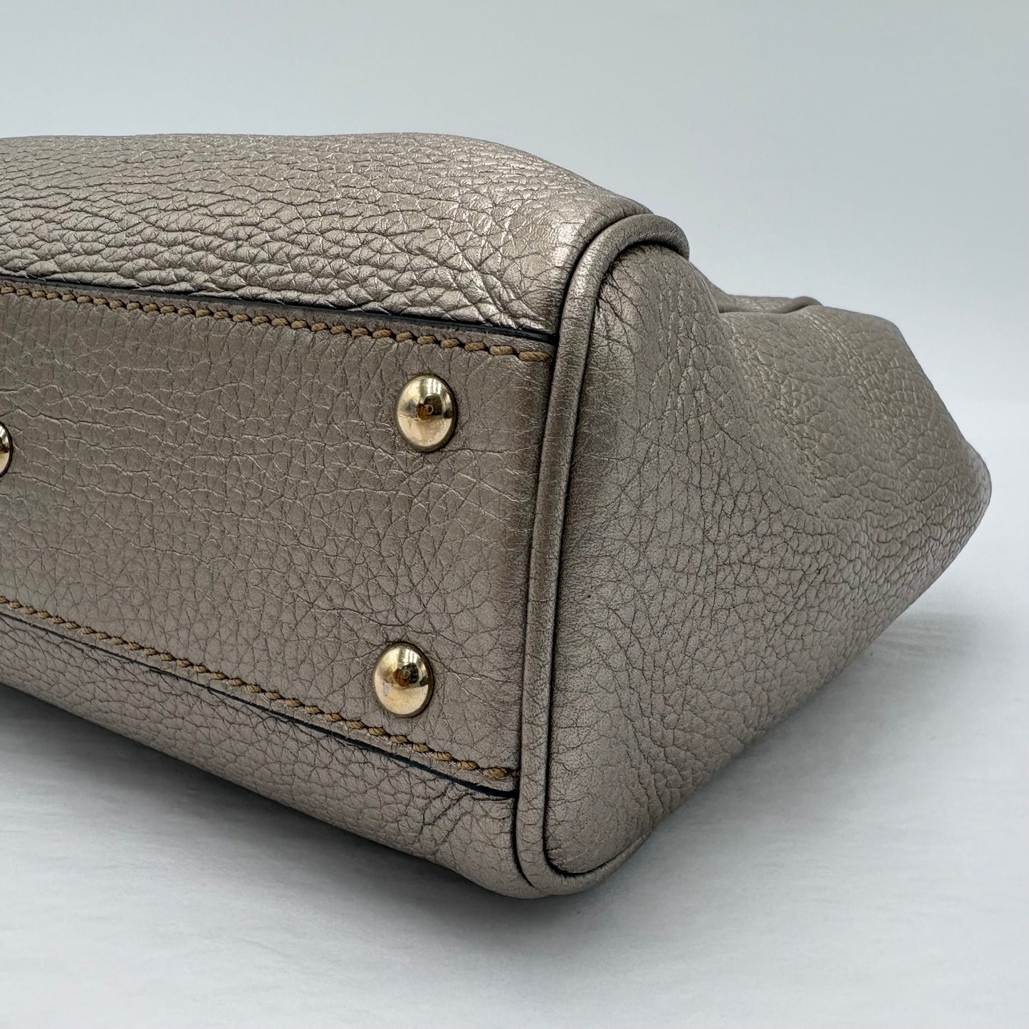 Vintage Metallic Gucci Bamboo Shopper Tote