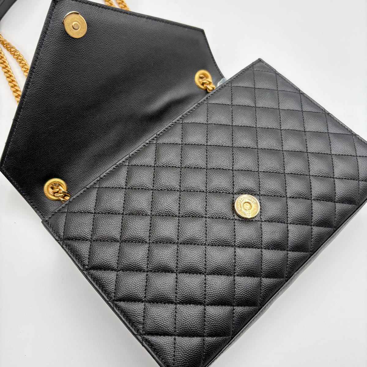 YSL Saint Laurent Quilted Triquilt Envelope Purse