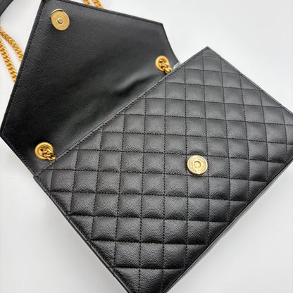 YSL Saint Laurent Quilted Triquilt Envelope Purse