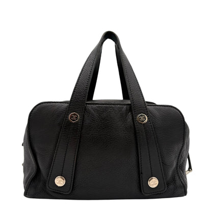 Chanel Bolt Logo Studded Bowler-Black Pebble