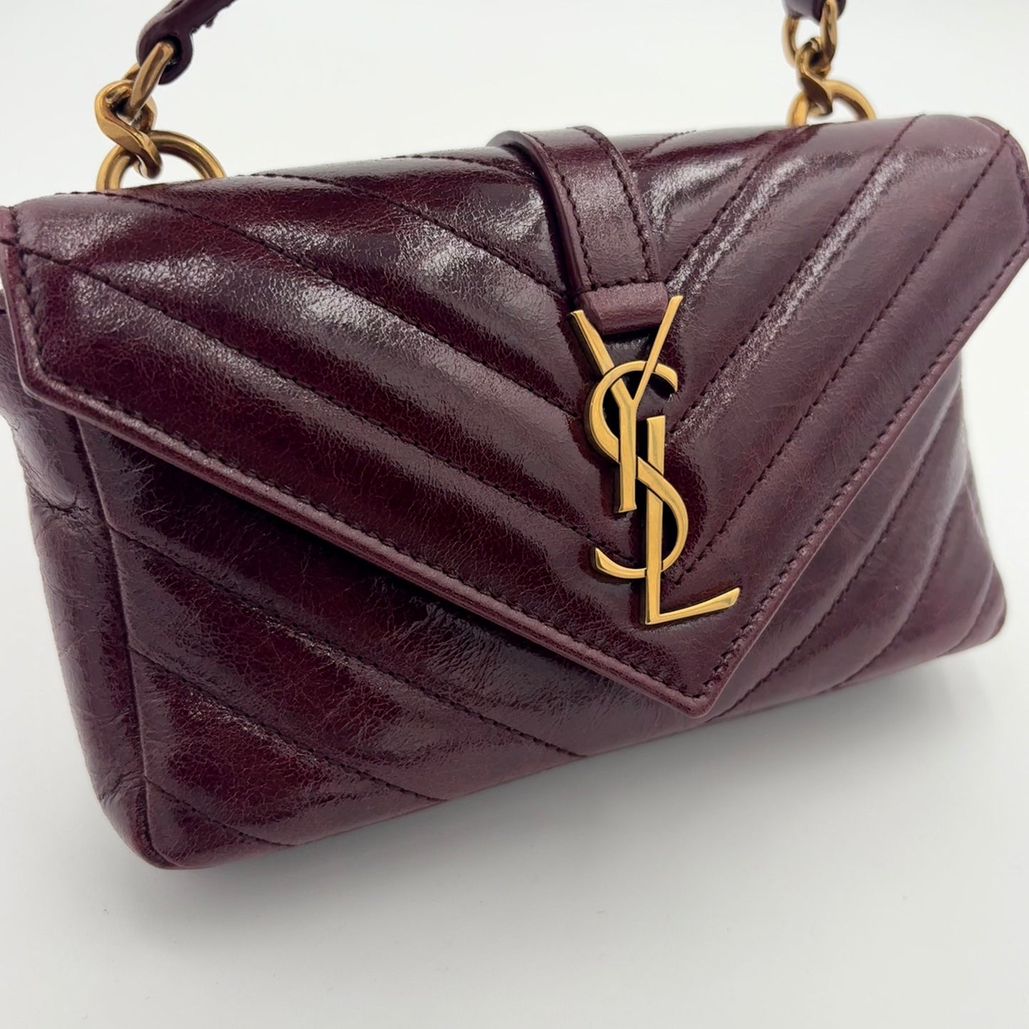 Saint Laurent Mini College Chain Bag - Plum