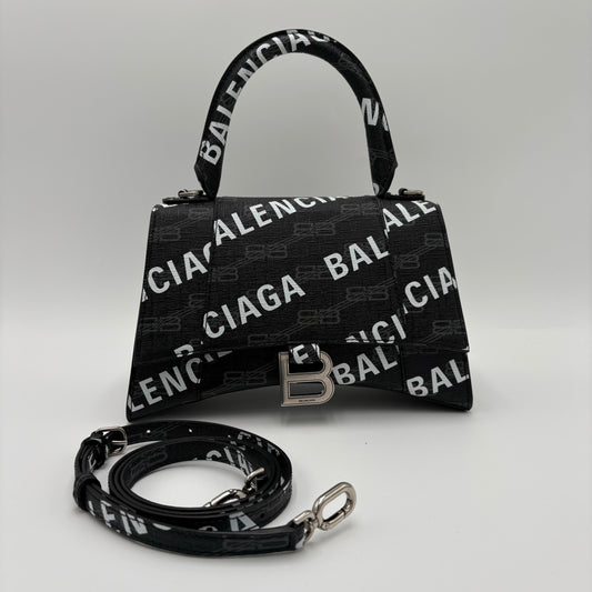 Balenciaga Logo Print Hourglass Bag
