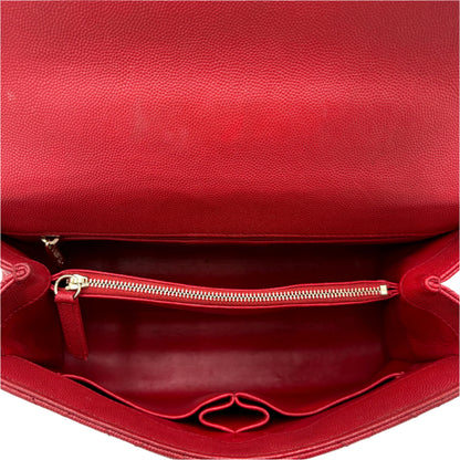 Chanel Coco Top Handle Small Lizard Trim Flap Bag