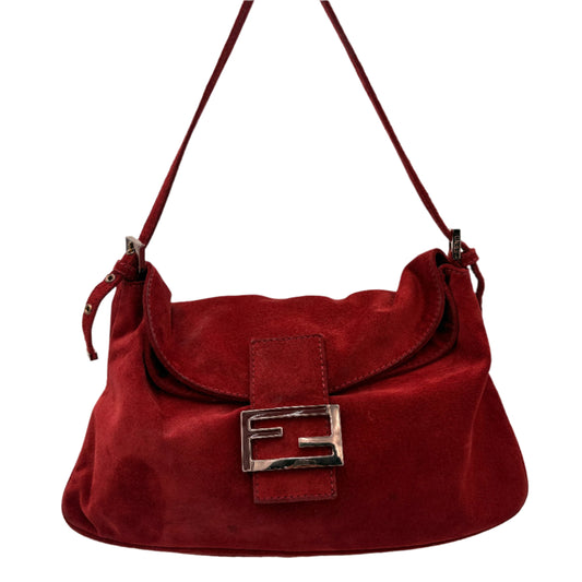 Fendi Suede Flap Baguette Rust
