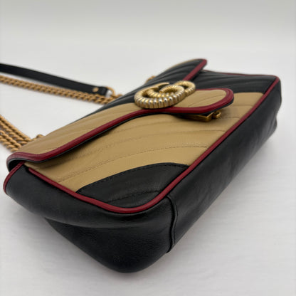 Gucci Marmont Flap Tricolor Diagonal Quilted Leather Bag