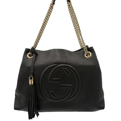 Gucci Soho Leather Chained Hobo Bag: Black