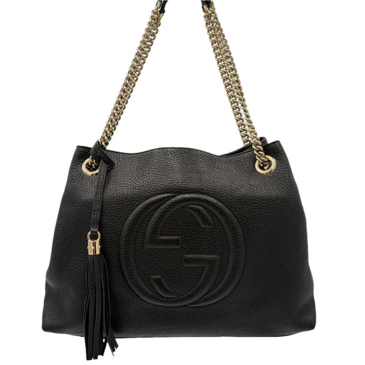 Gucci Soho Leather Chained Hobo Bag: Black