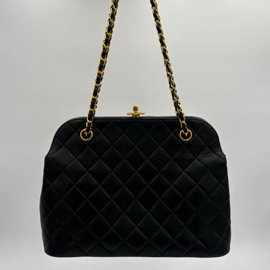1996-1997 Chanel Lambskin Kisslock Tote