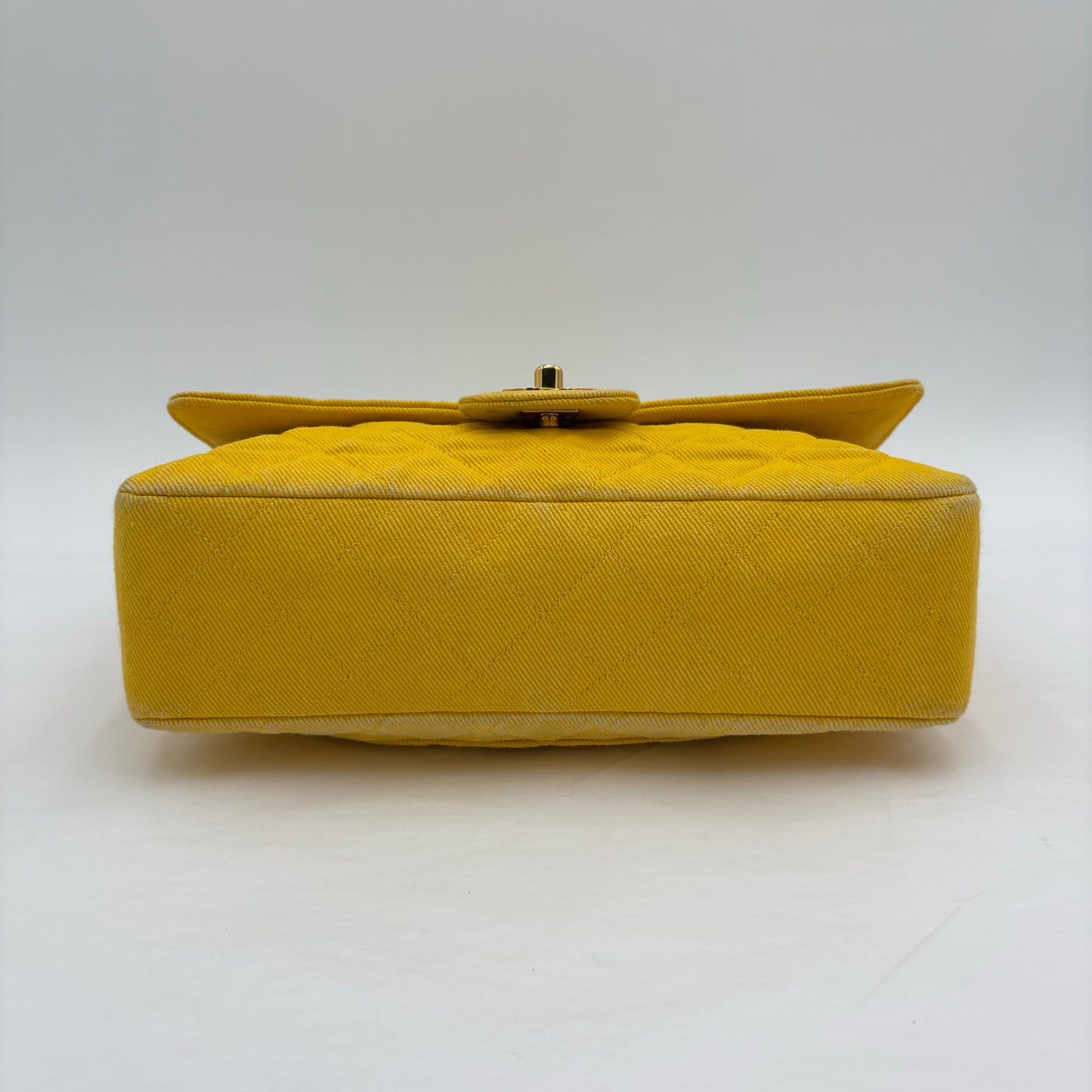 1991-1994 Chanel Medium Single Flap Yellow Denim
