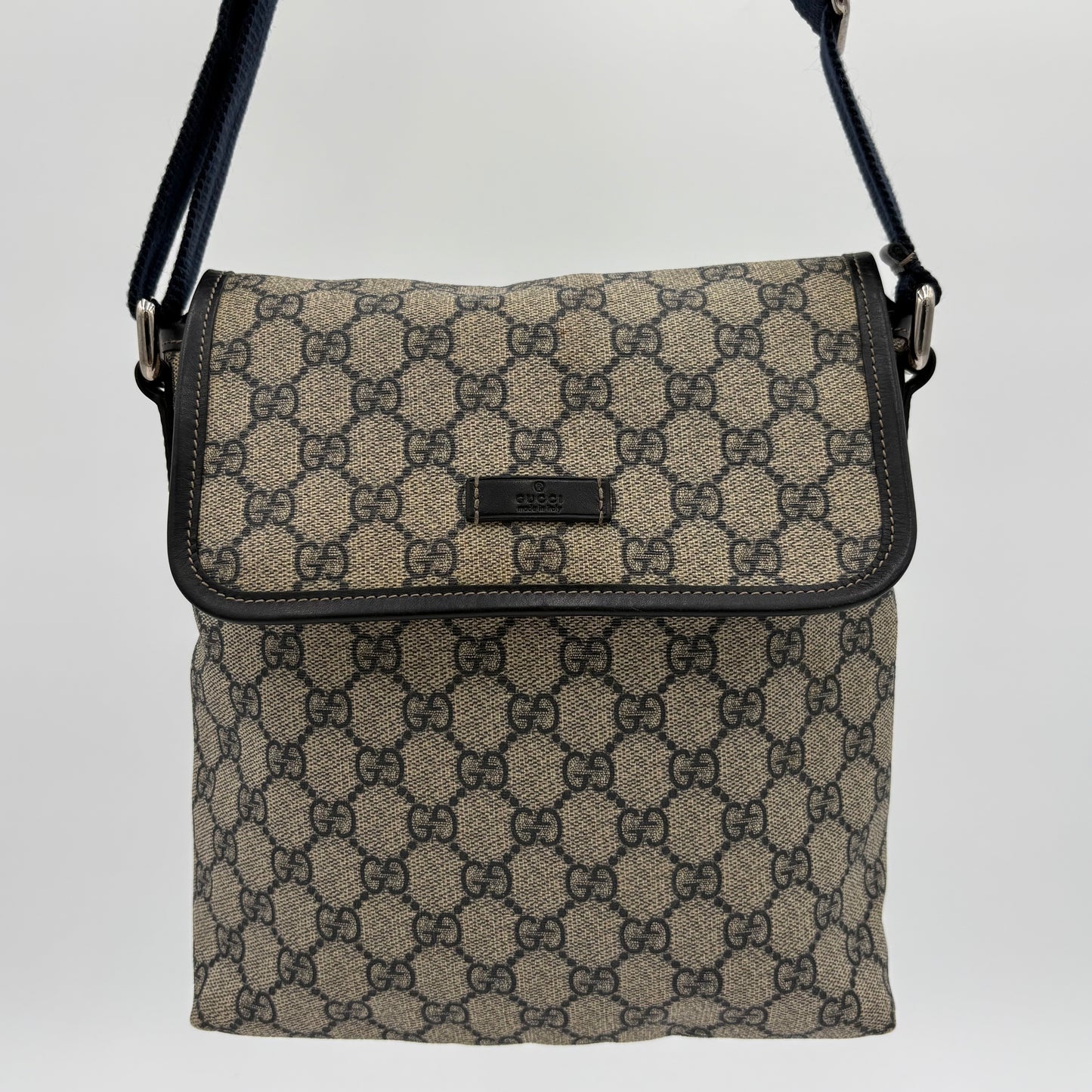 Vintage Gucci Flap Messenger Canvas/Navy Blue