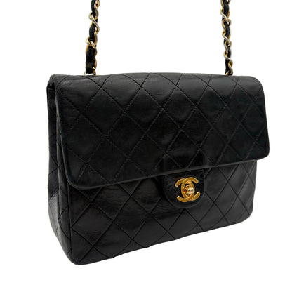 89-91 Single Flap Chanel Bag-Black Lambskin