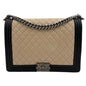 2012 Chanel Large Tan & Black Lambskin Boy Bag