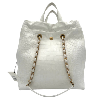 2019 Chanel Crocodile Embossed Large Tote: White