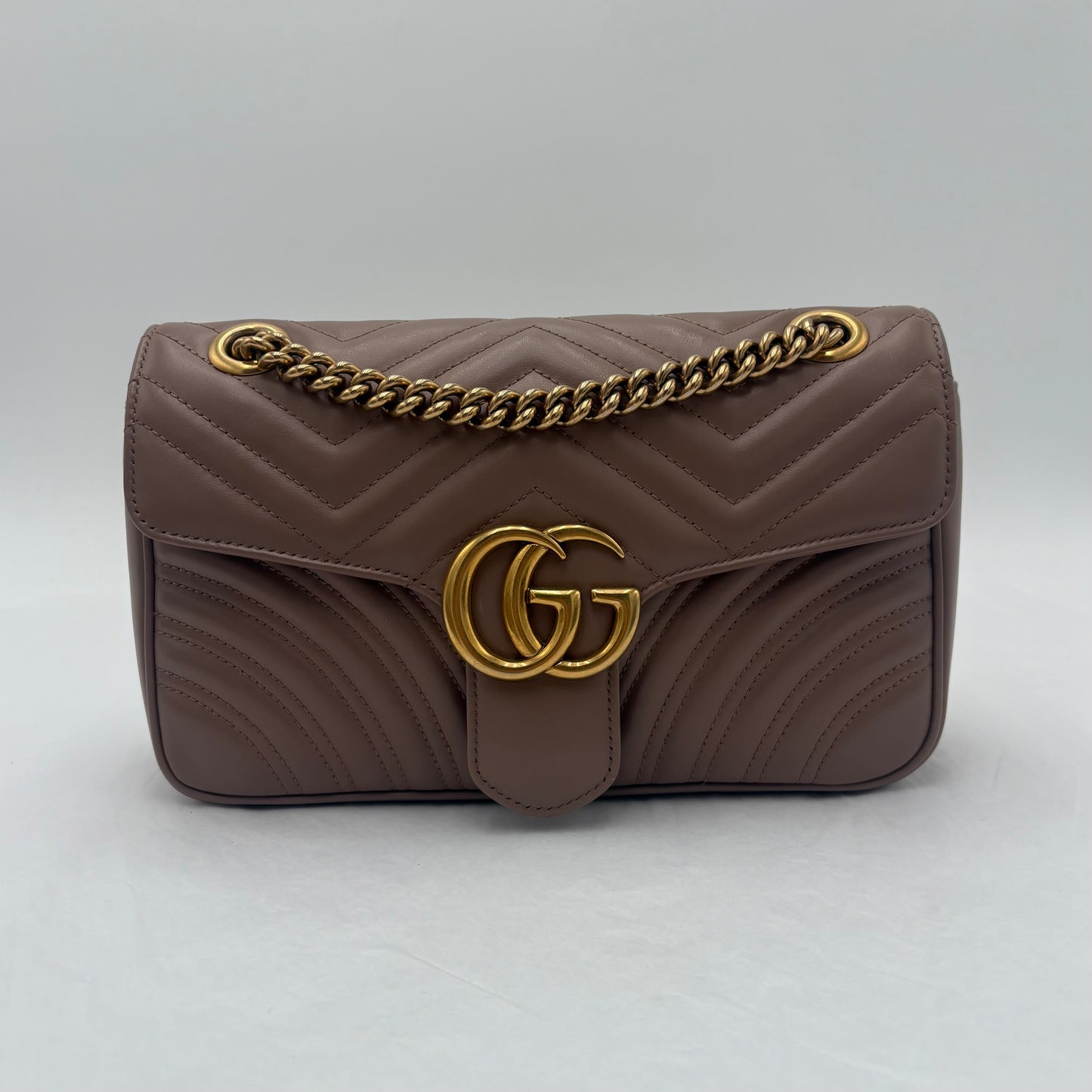 Gucci Marmont Chain/Leather Bag Beige