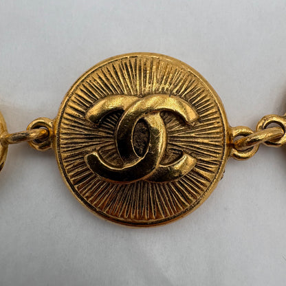 Vintage Chanel CC Cambon Gold Plated Logo Bracelet